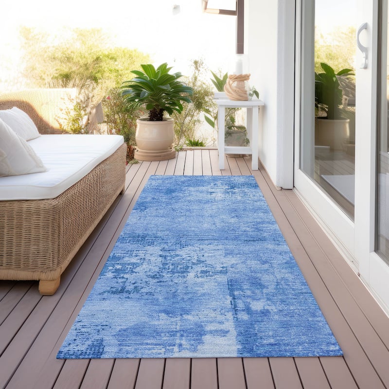 Machine Washable Indoor/ Outdoor Abstract Modern Chantille Rug