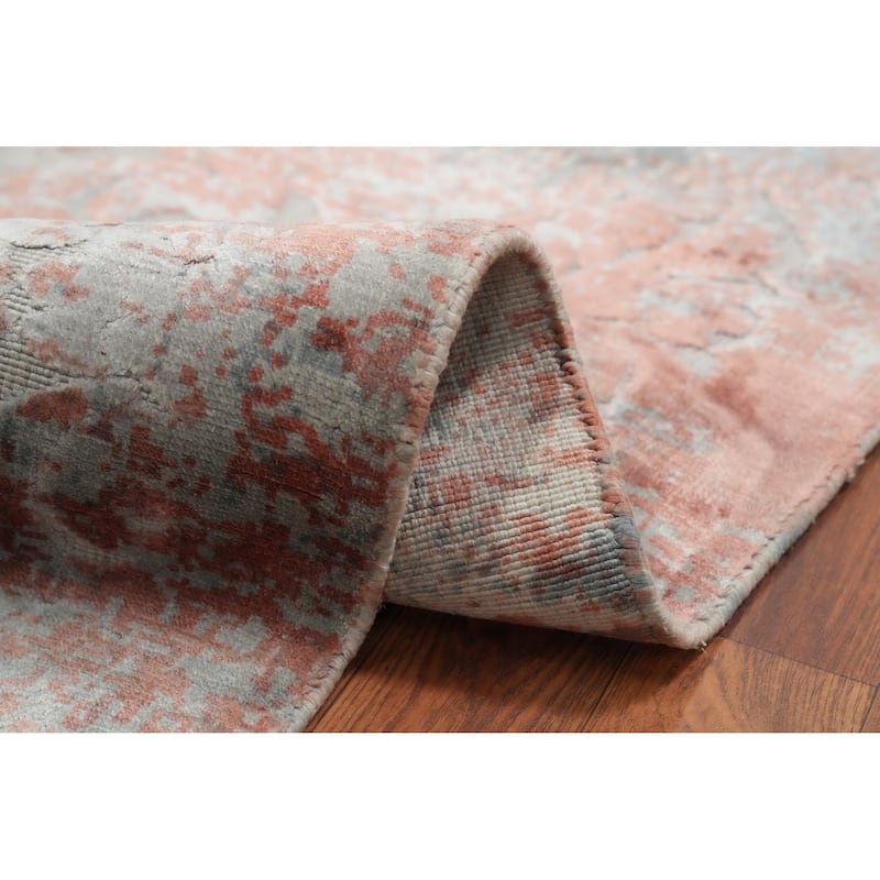 Hand Knotted Oriental Viscose Silk Carpet Modern Abstract Multi-Colored Abstract Area Rug - 8' 1'' X 5' 7''