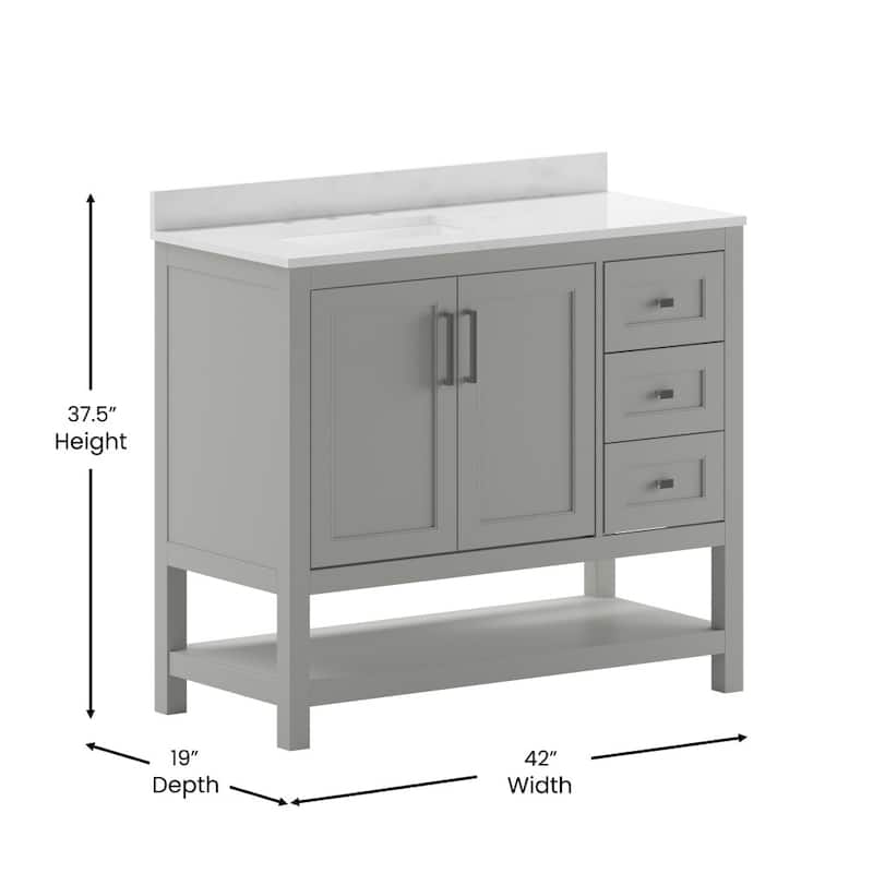 Bathroom Vanity with Sink, Open Storage, and Storage Drawers