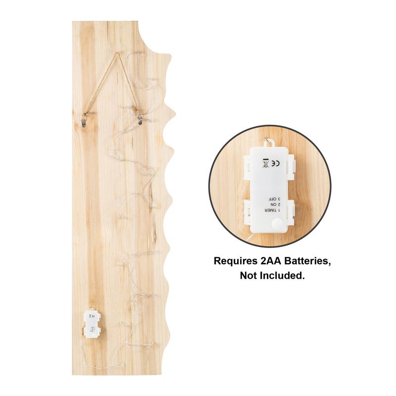 Glitzhome 42"H Lighted Patriotic/ Americana Wooden Stacked Stars Porch Sign with Timer