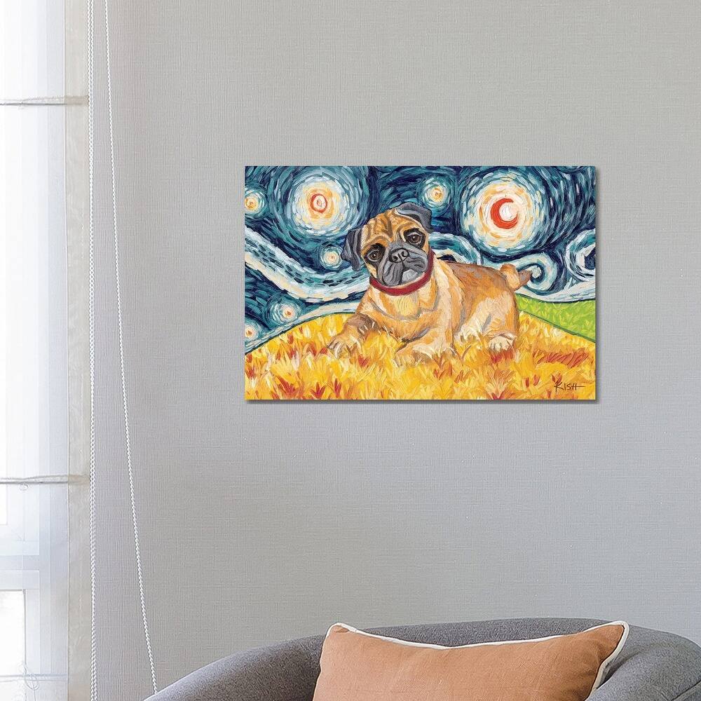 iCanvas "Pug On A Starry Night" by Gretchen Kish Serrano Canvas Print