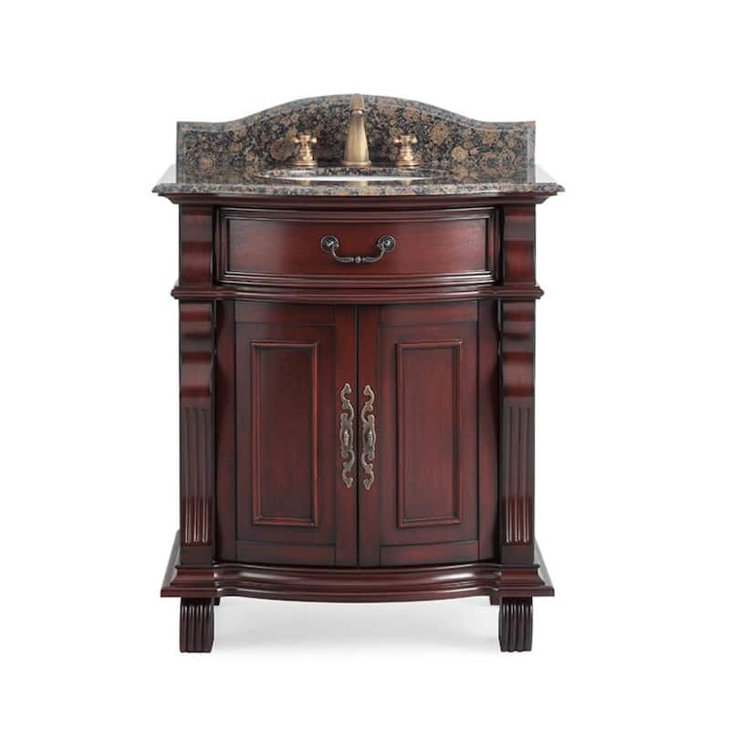 30 Inch Traditional Style Solid Wood Single Sink Bathroom Vanity With Stone top