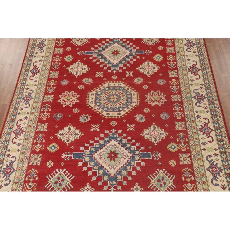 Red Kazak Area Rug Hand-Knotted Traditional Wool Carpet - 8'10"x 11'8"