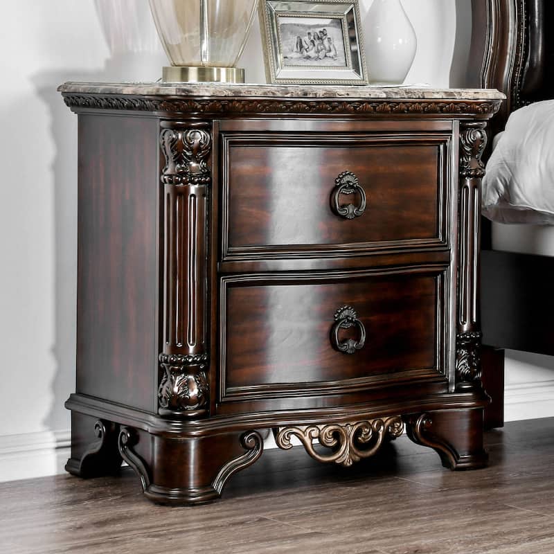 Genuine Marble Top Nightstand with 2 Drawers