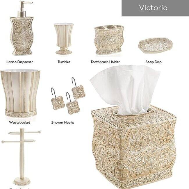 Creative Scents Victoria Beige Square Tissue Box Cover