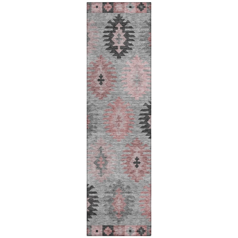 Machine Washable Indoor/ Outdoor Boho Tribal Chantille Rug