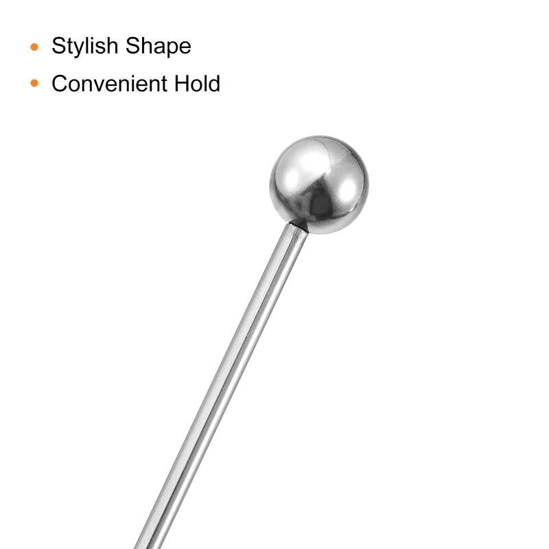 Metal Cocktail Toothpicks Round Bead Drink Pick Cocktail Skewers 12Pcs - Silver