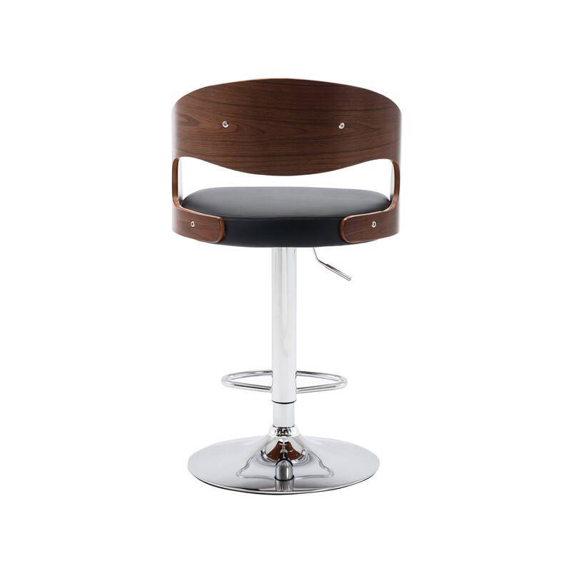 Porthos Home Ezra Height Adjustable Bar Stool, PU Leather, Chrome Base