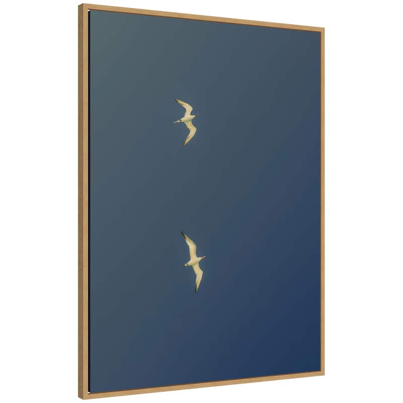 Kate and Laurel Fly Away Dark Blue by Alicia Bock Framed Canvas Wall Art Print - 28 x 38