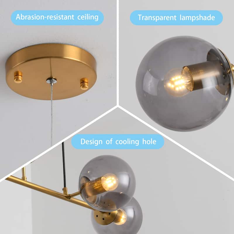 6 Lights Globe Mid Century Chandelier Sputnik Modern Pendant Lighting