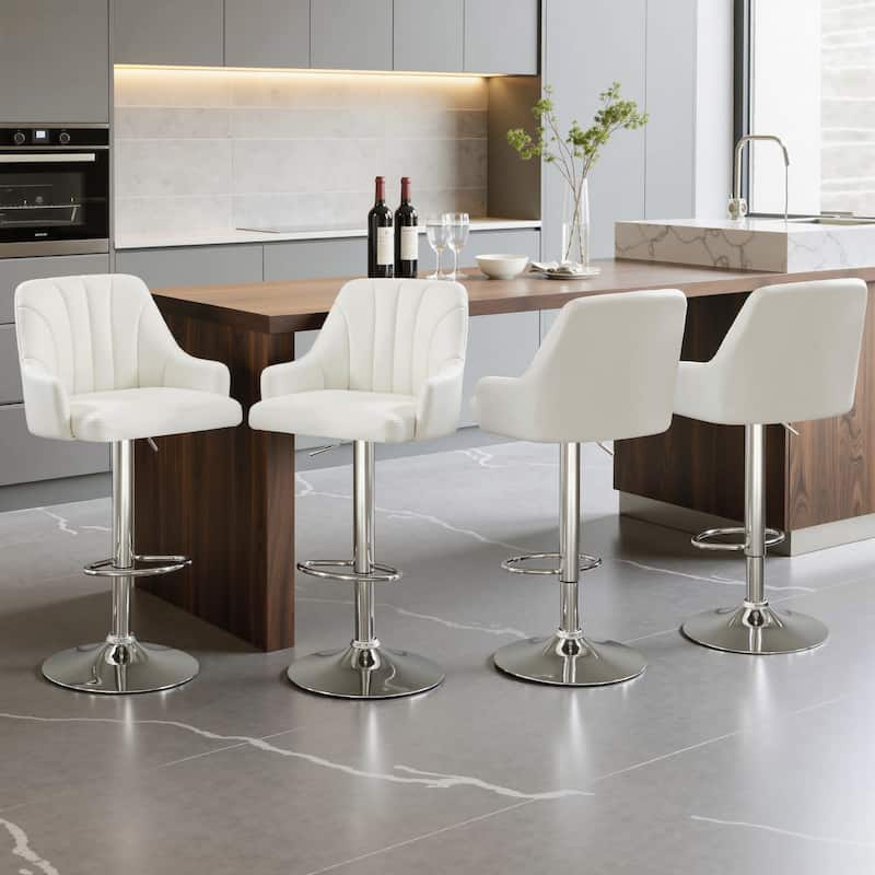 VECELO Adjustable Swivel Modern Bar Stool with Back Barstools Set of 2/ Barstools Set of 4 - Set of 4 - White
