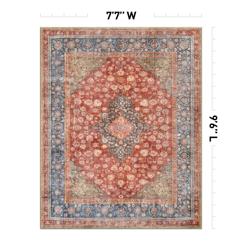 Black Traditional Flat Pile Rug - Washable and Pet Friendly, Non-Slip Surface