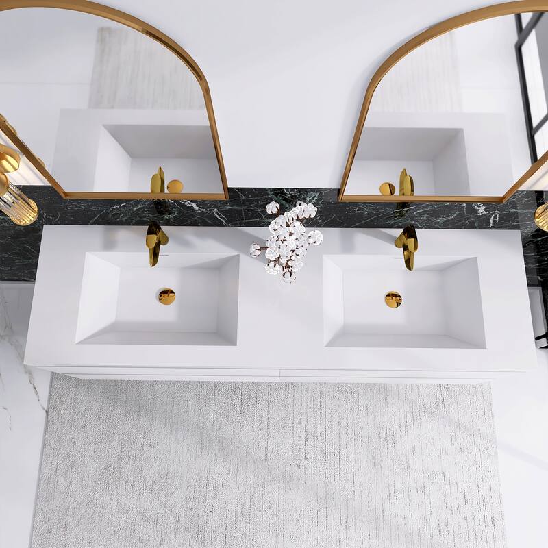 Floating Bathroom Vanity with Integrated Resin Top