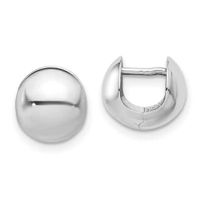 Curata 14k White Gold Polished Round Earrings - 10.95x12.18mm