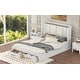 preview thumbnail 5 of 10, Queen Size Solid Wood Platform Bed with Upholstered Headboard, Kids Bed Frame with 2-Storage Drawers for Bedroom, Antique White