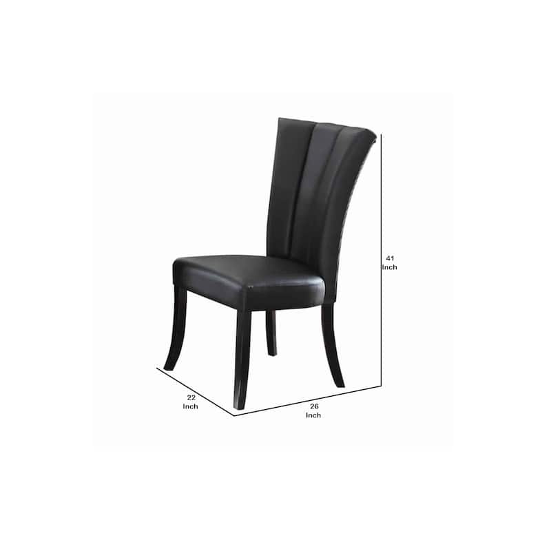 Black/Black Faux Leather Upholstered Wood Frame Dining Chair, Set of 2, Sturdy Dining Chair for Dining Rooms - 24.6