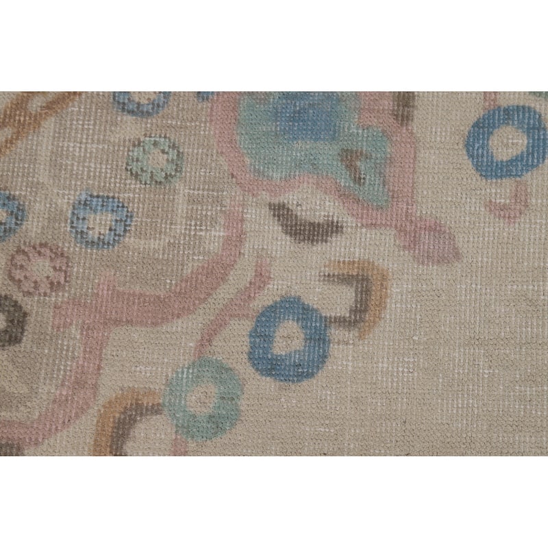 Beige / Ivory Medallion Tabriz Persian Rug Hand-Knotted Wool Carpet - 8'0"x 11'4"