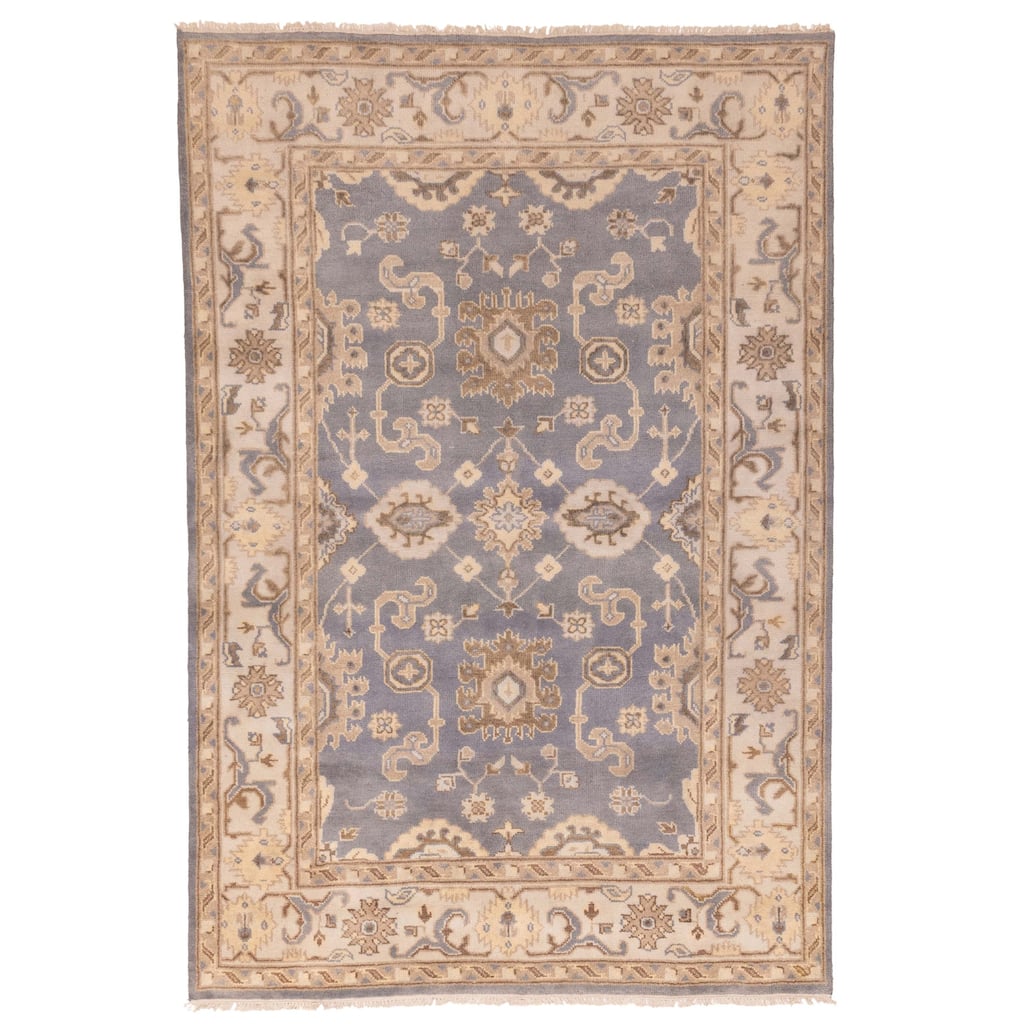 ECARPETGALLERY Hand-knotted Royal Oushak Light Denim Blue Wool Rug - 6'1 x 9'0