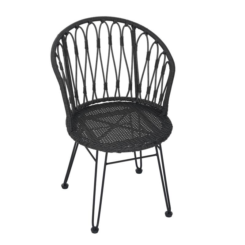 Rattan and Iron Chair Set with Cushions