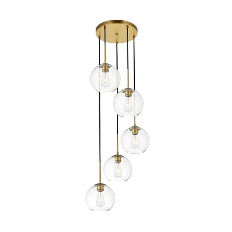 Mid-century Modern Clear Glass 5-light Pendant