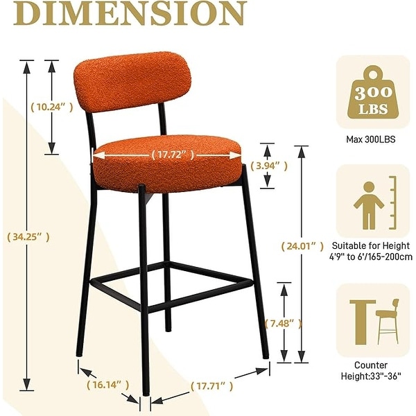 XINMICS 24 Inches Modern Counter Height Bar Stools with
