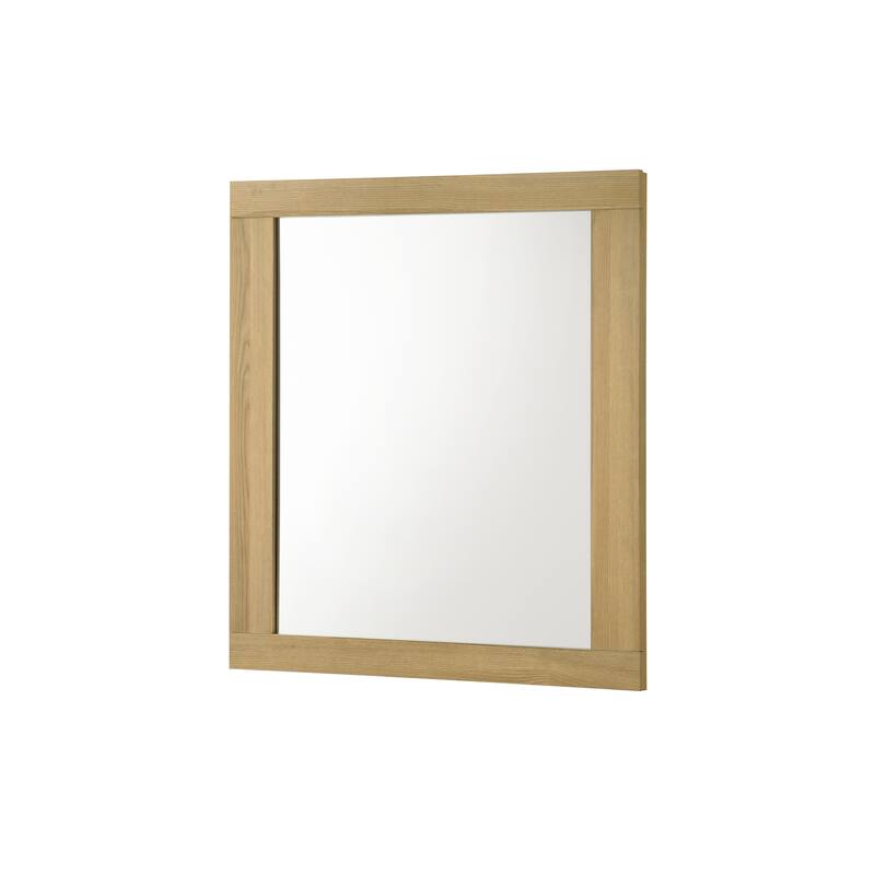 Boone Natural White Wood Slim 6 Drawer Dresser with Mirror