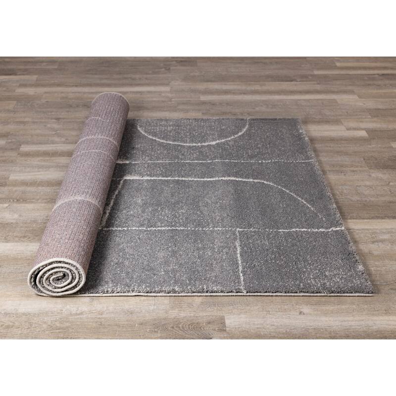 Ryan Collection - Grey/Cream Strokes Rug