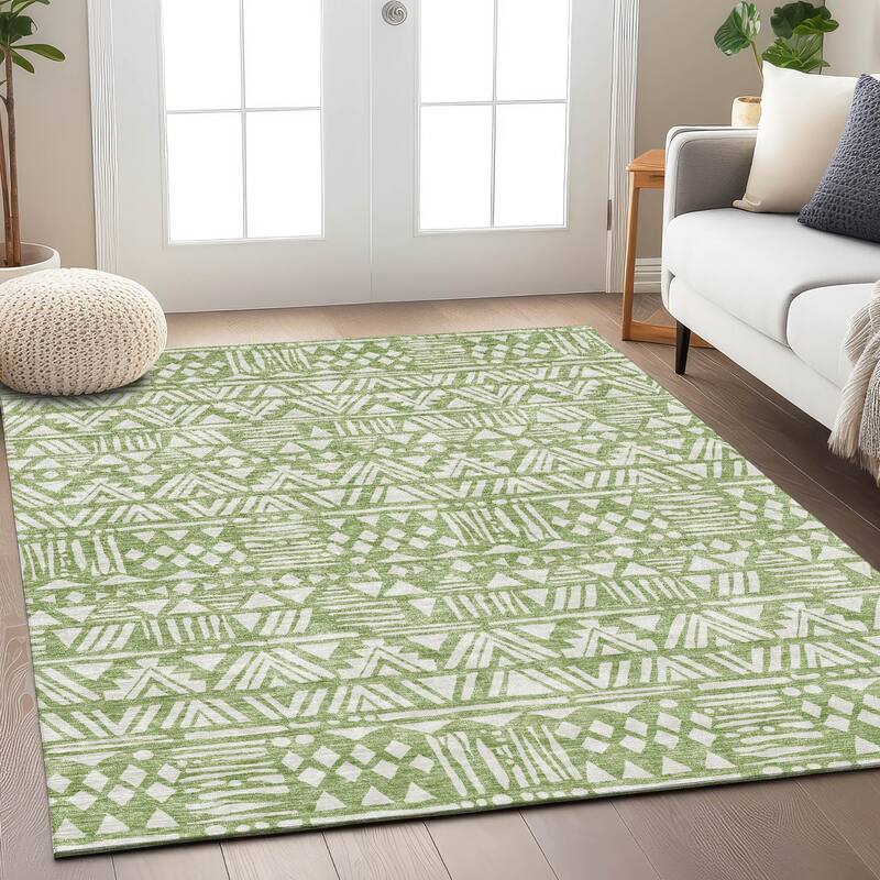 Machine Washable Indoor/ Outdoor Chantille Boho Tribal Rug