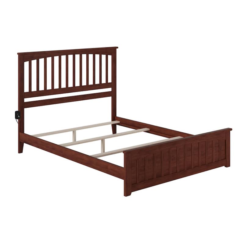 Mission Queen Foundation Bed Frame with Matching Footboard in Walnut - Walnut - Queen