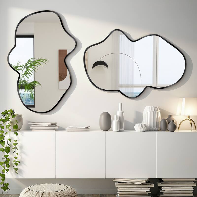 Stylish Aluminum Alloy Framed Irregular Wall Mirror