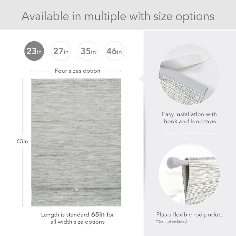 GoDear Design 99.99% Blackout Magnetic Roman Shades, No Drill Cordless Woven Fabric Blinds-Multiple Widths Available, Ivory