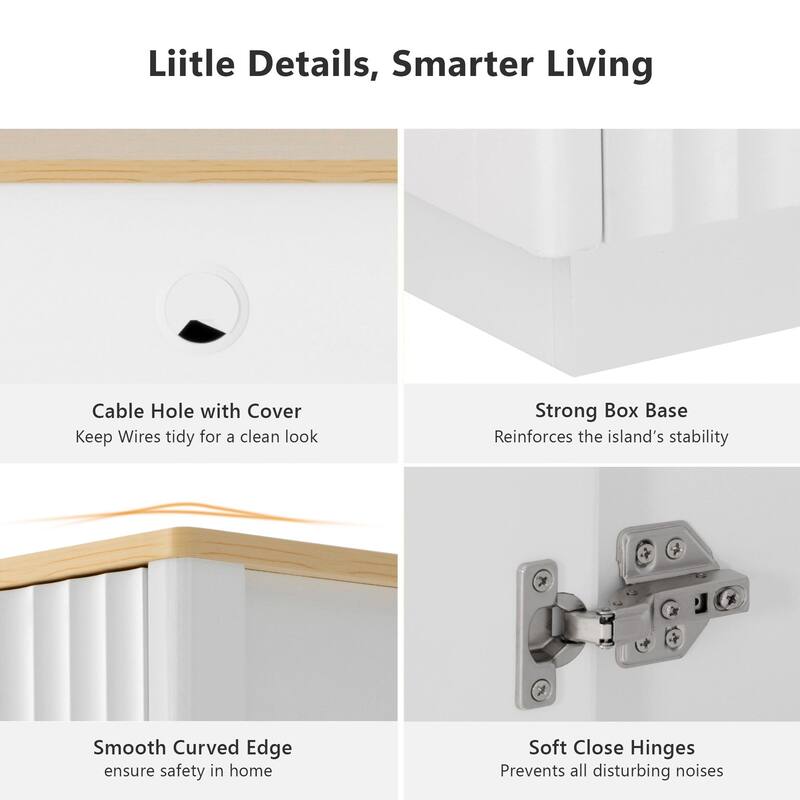 Kitchen Island with Extendable Dining Table & Power Outlet, Kitchen Table with Double-Side Storage, 2 Drawers & 2 Open Shelves