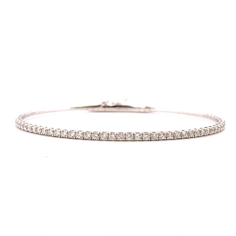 Kabella 14kt Gold Diamond Flexible Bangle - 6.75 - White