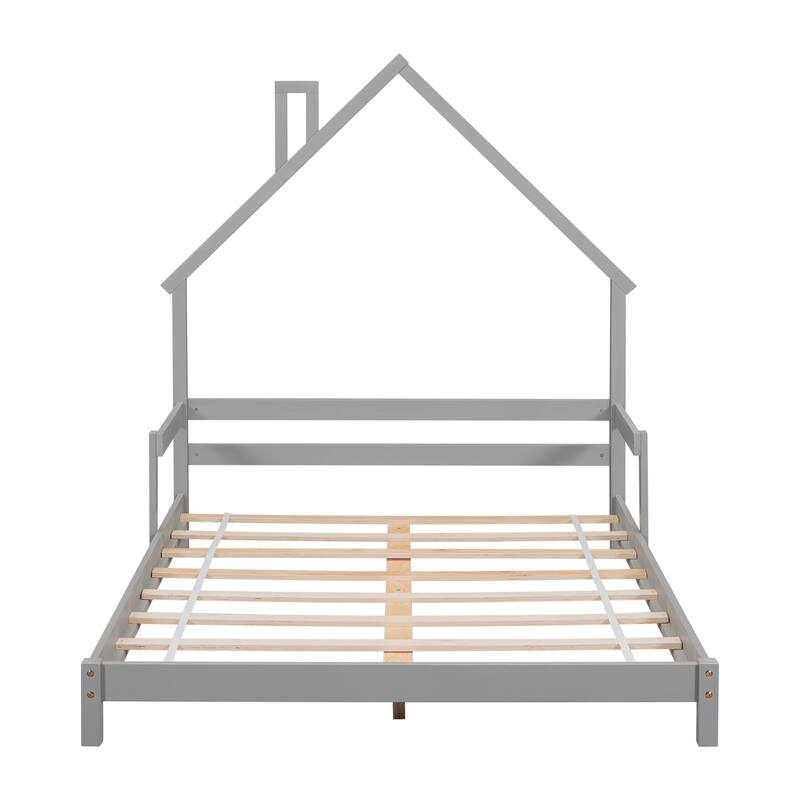 GDFStudio - Cooper American-Style Pine Twin Bed with House-Headboard and Handrails