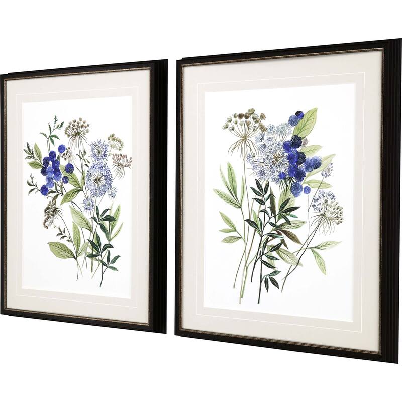 Botana S/2 Framed Art Giclee Under Glass - Blue