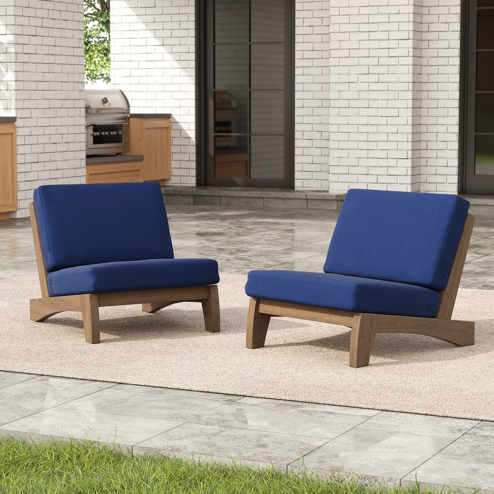 Outdoor Acacia Club Chair Set Loveseate with Weather-Resistant Cushions