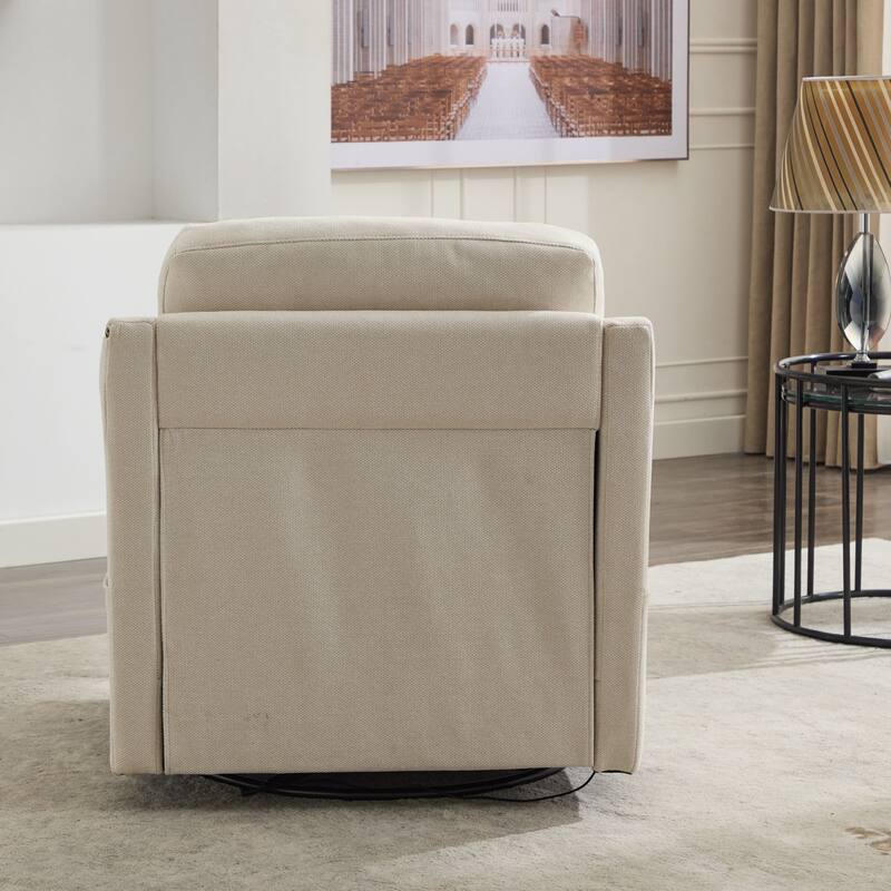 Fabric Swivel Rotating Accent Chair with USB and Side Pocket