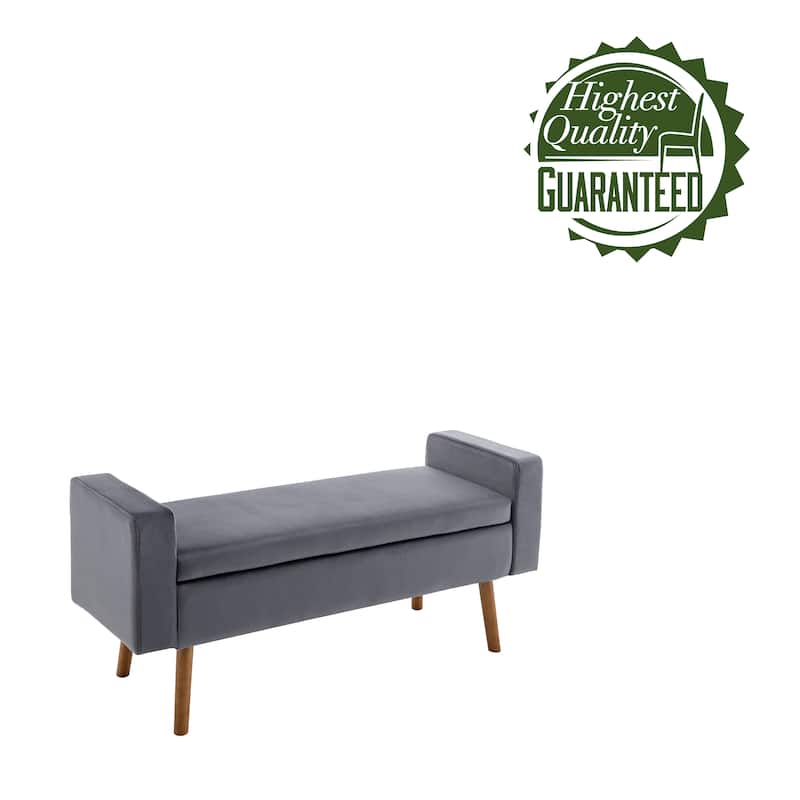 Porthos Home Brynn Velvet Storage Bench with Rubberwood Legs
