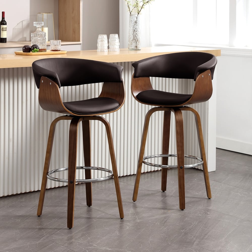 Modern Swivel Bar Stools Upholstered Counter Height Stools, Set of 2