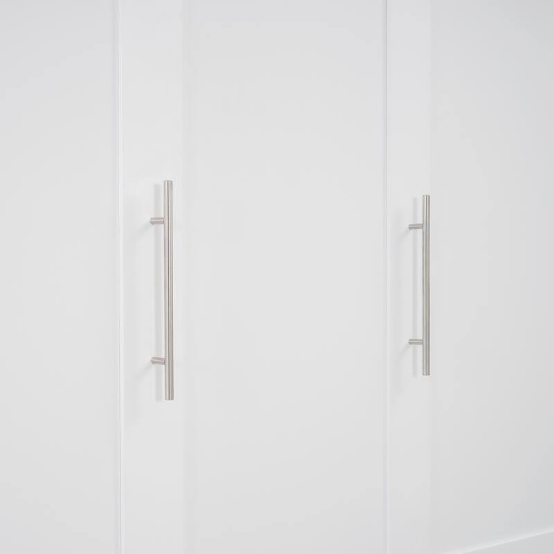 Space-Saving Wall Bed with Shelves, LED Lights, and Mattress Holder, White