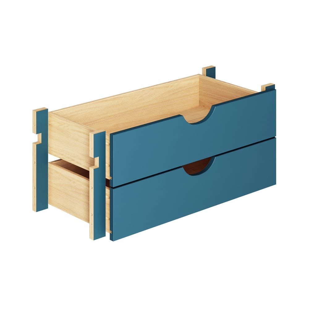 100% Solid Wood Modular Kitchen Pantry 2-Drawer Storage Kit by Palace Imports