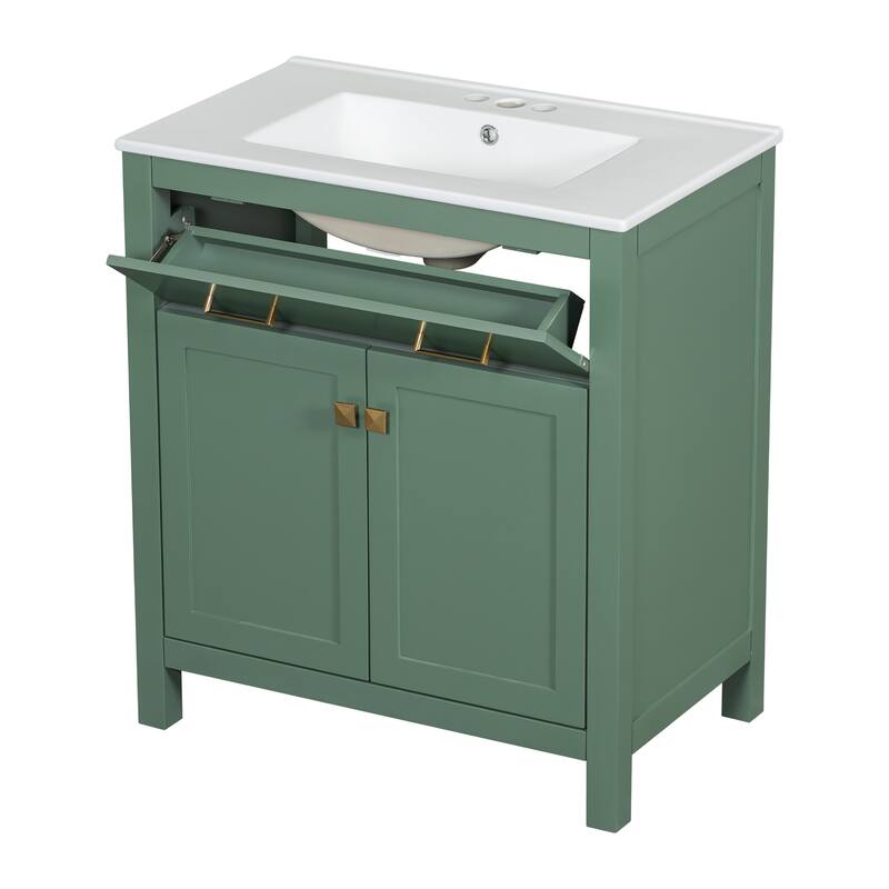 60" Modern Bathroom Vanity Set with Double Vanities (Separate), Double Ceramic Sinks