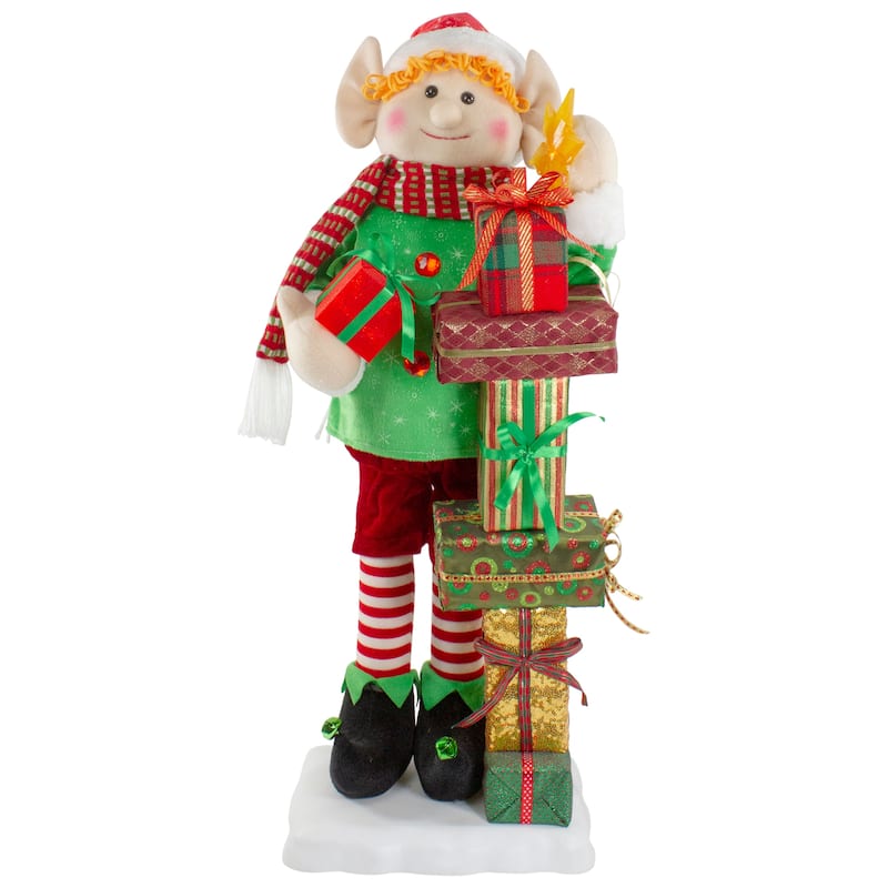 30" Santa's Little Animated Elf Lighted Star Musical Christmas Figure