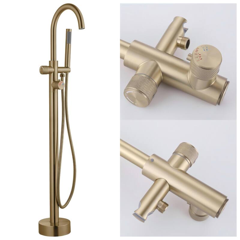 Modland 46'' Outdoor Shower System 316 Stainless Steel Thermostatic Freestanding Poolside Faucet with Swivel Spout - 46'' H