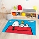 preview thumbnail 1 of 3, Licensed Peanuts Snoopy and Woodstock Sleepy Day Easy Care Non-Slip Soft Polyester Kids Area Rug 3x5 - 3' 4" x 4' 6"