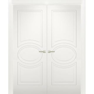 Solid French Double Doors / Mela 7001 Matte White / Wood Solid Panel ...