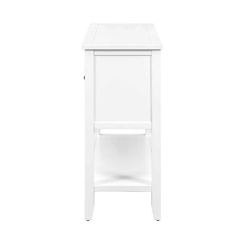 Storage Vintage Console Table with Four Small Drawers and Bottom Shelf for Living Rooms, Entrances and Kitchens