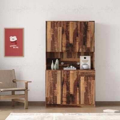 70.87" Tall Wardrobe& Kitchen Cabinet, with 6-Doors, 1-Open Shelves and 1-Drawer