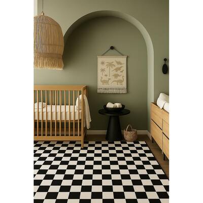 Rug Branch Kids Metro Checkered Noir Black Indoor Soft Area Rug