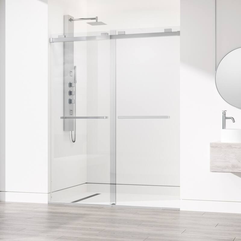 VIGO Houston Frameless Sliding Door - Shower Door, 56" to 60" W x 76" H - Chrome